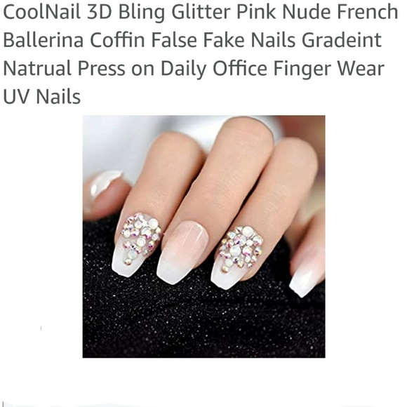 MED LONG PARTY BLING COFFIN 💅 NAILS PRES - Picture 5 of 9